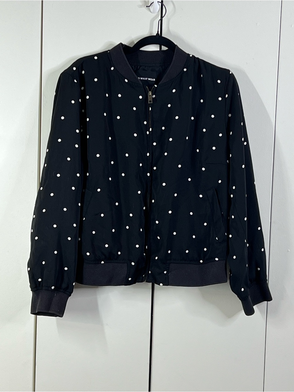 Who What Wear Black & White Polka Dot Bomber Jacket Size 1X Zip Front